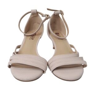 DIDIFU Women's Beige Strappy Kitten Heel Ankle Strap Sandals Size 6
